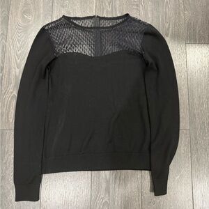Diane Von Furstenberg Black sweater Top with Sheer Accents